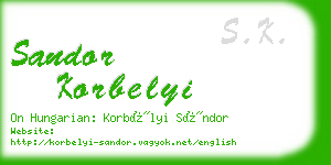 sandor korbelyi business card